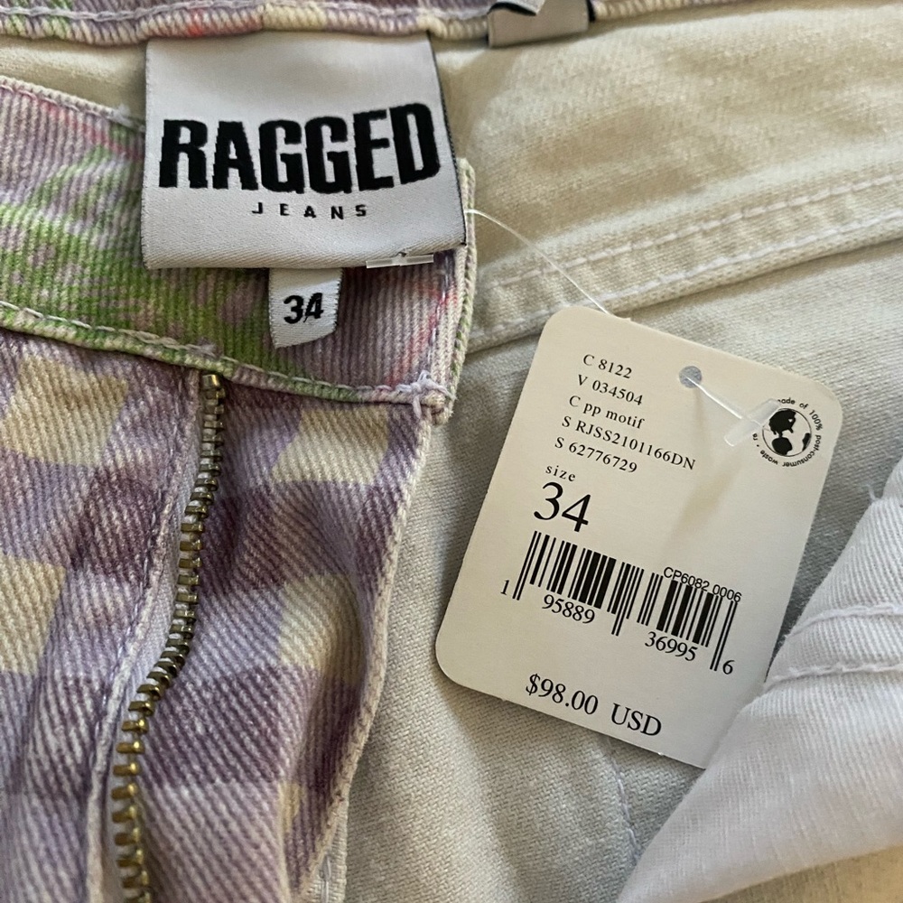 Free People Lavender and Green Plaid Jeans - Picture 3 of 4